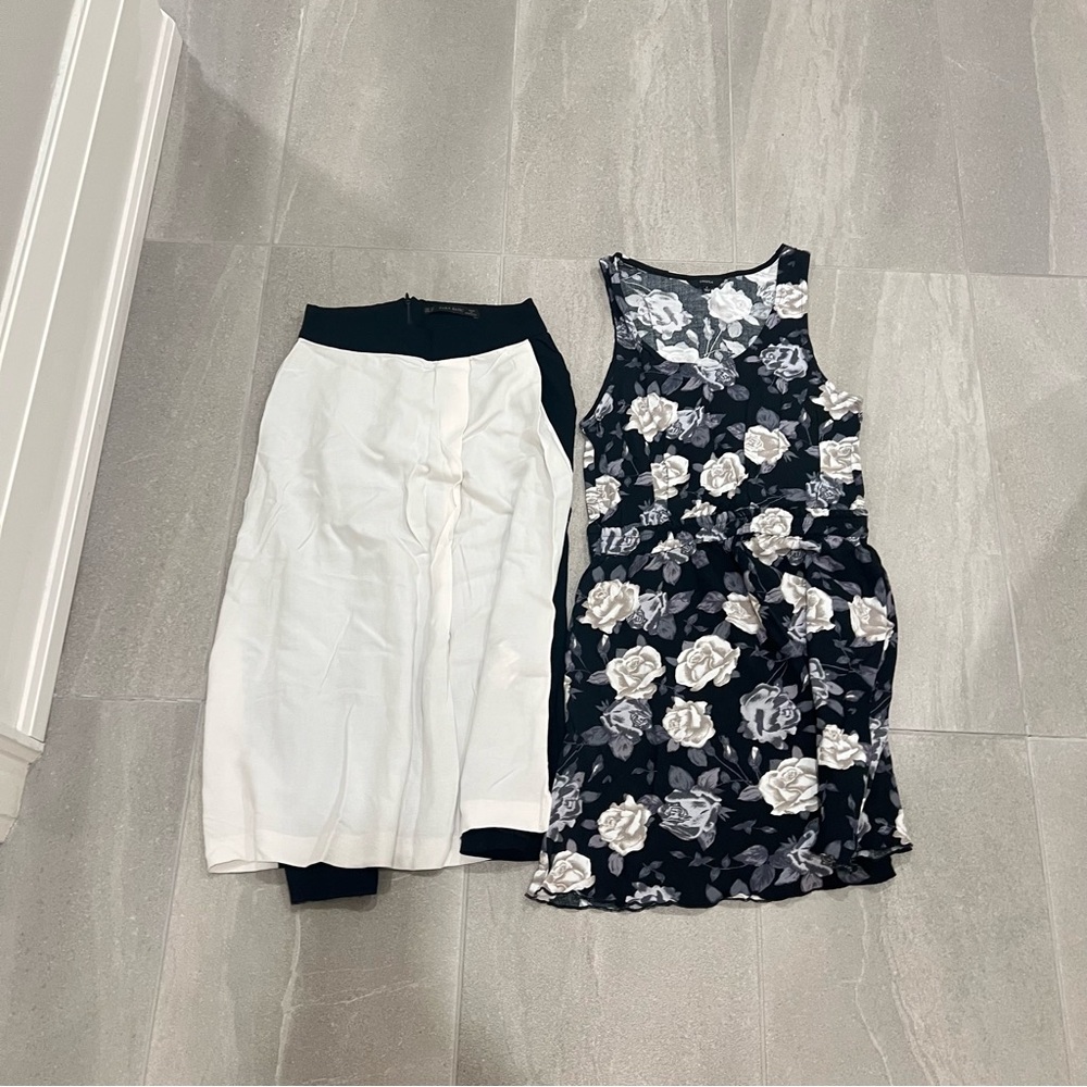 Zara Black and Cream Skirt